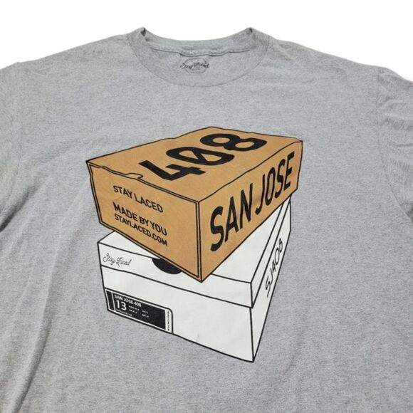 Stay Laced Shirt Size Large L Sneakerhead Sneaker Shoe Box Graphic Print T-Shirt - Picture 3 of 6